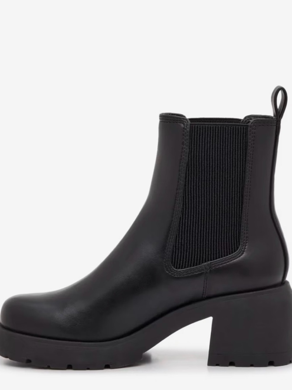 Steve Madden Bronte Chunky Chelsea Boots Black Lug Sole Size 8.5 Trendy Minimal - Picture 3 of 5